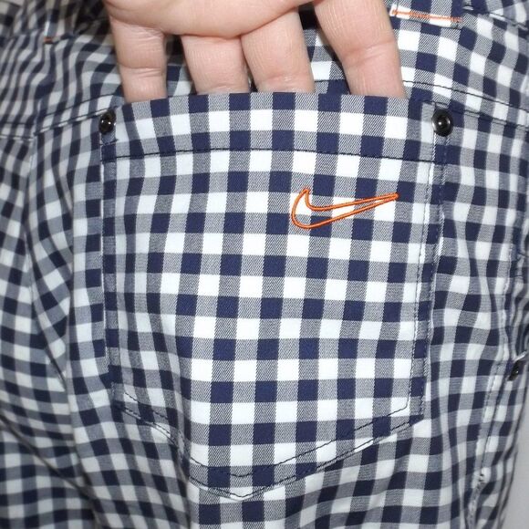NIKE Dri-Fit Shorts, 10, Golf Fit, Blue/White Gingham, 6" inseam, Pockets - Picture 5 of 14